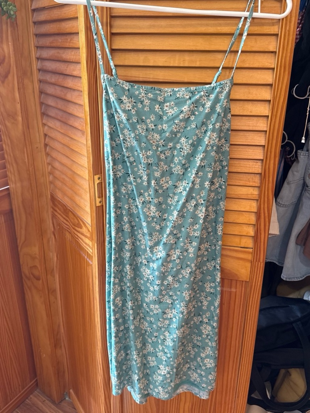 Teal Floral Slip Dress with Spaghetti Straps American eagle size L